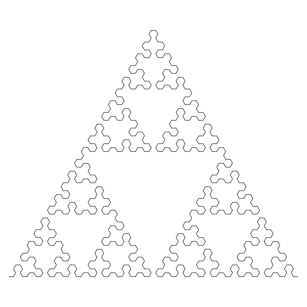 A Sierpinski arrowhead curve at iteration 6